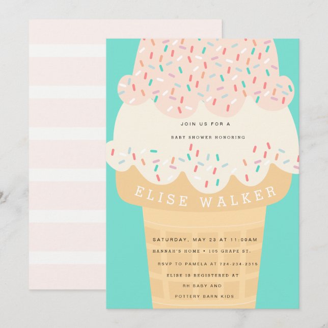 Ice Cream & Sprinkles Baby Shower Invitation (Front/Back)