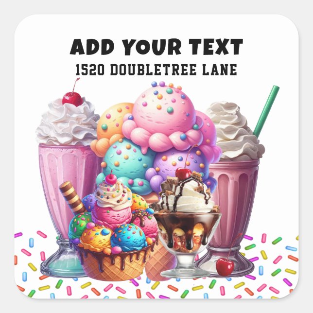 ICE CREAM  SQUARE STICKER (Front)