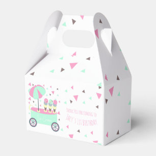 Ice Cream Stand Confetti Pink Birthday Party Favor Box