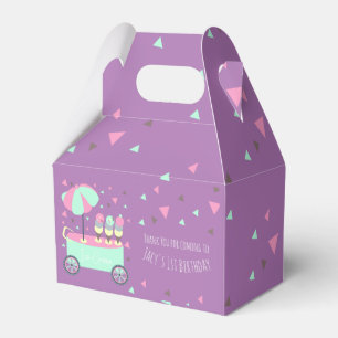 Ice Cream Stand Confetti Purple Birthday Party Favor Box