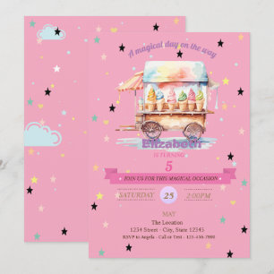 Ice Cream Stars Birthday Invitation