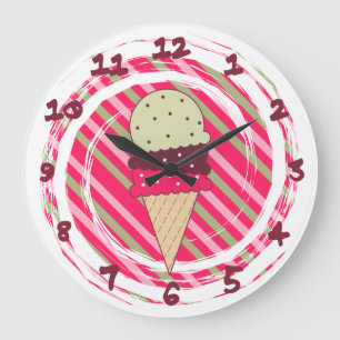 Ice Cream Strawberry Swirl Large Clock