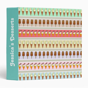 Ice Cream Stripes Personalised Binder