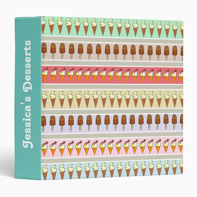 Ice Cream Stripes Personalised Binder (Front/Spine)