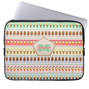 Ice Cream Stripes Personalised Laptop Sleeve