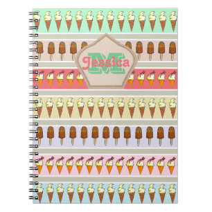 Ice Cream Stripes Personalised Notebook