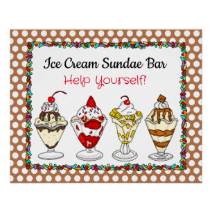 Ice Cream Sundae Bar Baby Shower or Wedding Poster