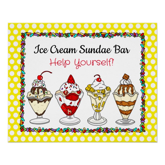 Ice Cream Sundae Bar Baby Shower or Wedding Poster (Front)