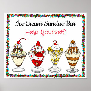 Ice Cream Sundae Bar Wedding or Baby Shower Sign