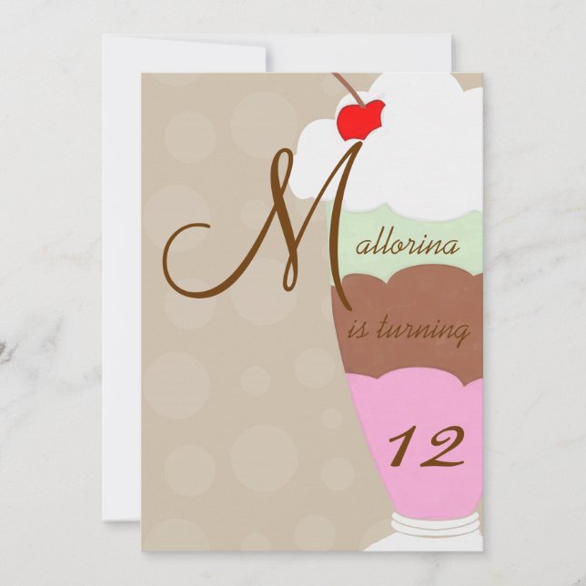 Ice Cream Sundae Birthday Party Invitation (Front)
