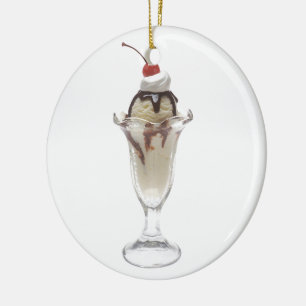 Ice Cream Sundae Ceramic Ornament