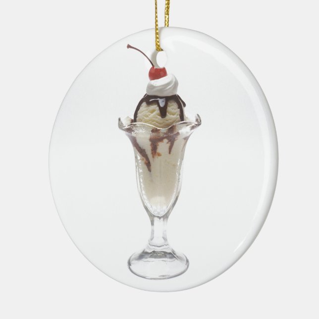 Ice Cream Sundae Ceramic Ornament (Left)