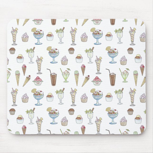 Ice Cream Sundae Collage Cute Pattern Mouse Pad (Front)