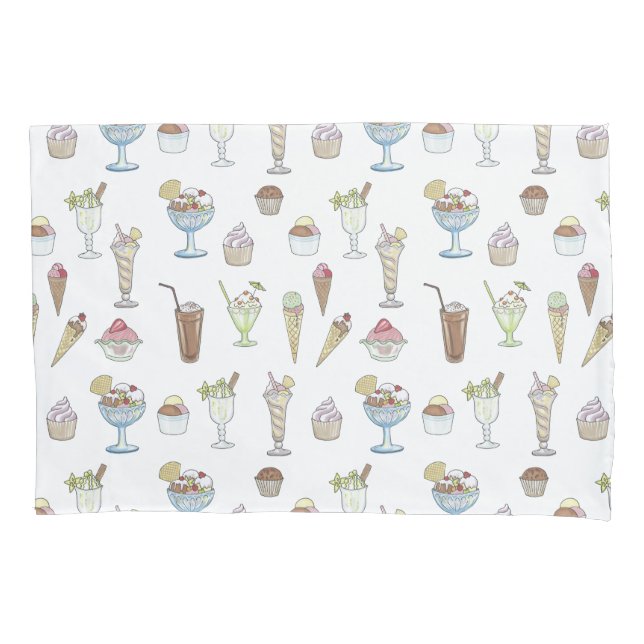 Ice Cream Sundae Collage Pillowcase (Front-Left)