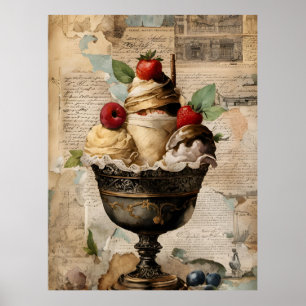 Ice cream Sundae Collage Poster