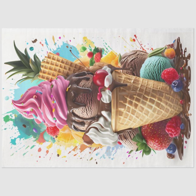 Ice Cream Sundae Decoupage Tissue Paper (Front)