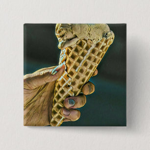 Ice cream sundae for kids 2 inch square button