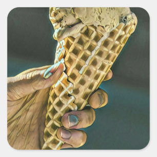 Ice cream sundae for kids square sticker