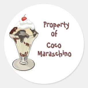 Ice Cream Sundae Hot Fudge Custom Stickers