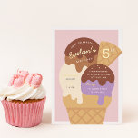Ice Cream Sundae Kids Birthday Party<br><div class="desc">Chill out with these cute ice cream themed party invitations for your little one's birthday party. Fun summer design in a soft muted colour palette features scoops of chocolate, vanilla, and purple ice cream in a waffle cone topped with chocolate syrup and sprinkles. Personalize with your party details inscribed on...</div>