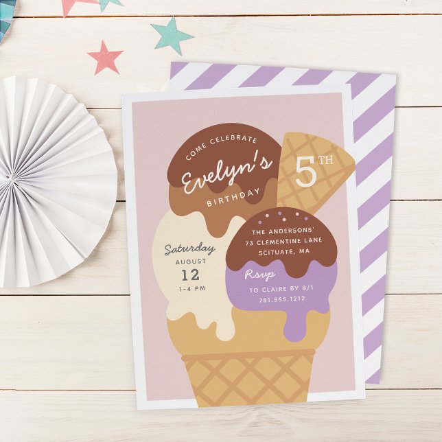 Ice Cream Sundae Kids Birthday Party Invitation (Creator Uploaded)