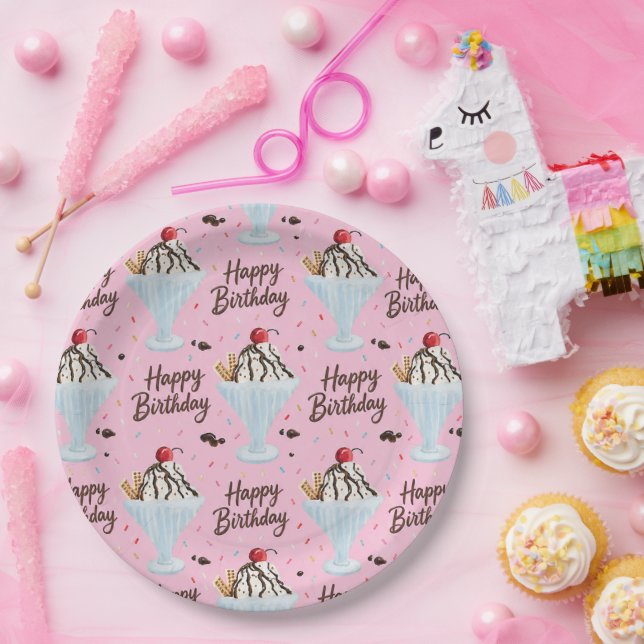 Ice Cream Sundae Paper Plate (Party)