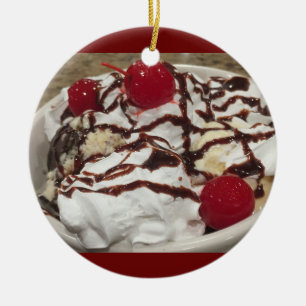 Ice Cream Sundae Photo Ceramic Ornament
