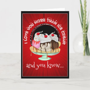 Ice Cream Sundae Red Black Fun for Husband Modern Holiday Card