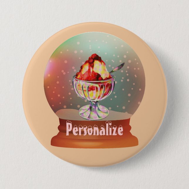 Ice cream sundae snow globe button (Front)