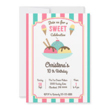 Ice Cream Sundae Social Birthday Party Invitation