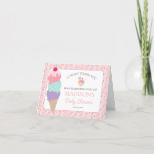 Ice Cream Sundae Sprinkled Baby Thank You Card 
