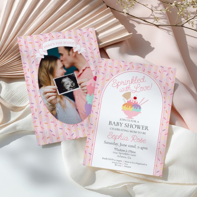Ice Cream Sundae Sprinkled with Love Baby Shower Invitation (Creator Uploaded)