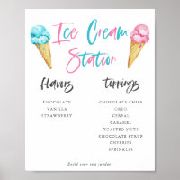 Ice Cream Sundae Station Gender Reveal Party Sign