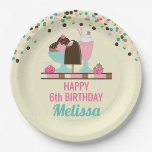 Ice Cream Sundae Summery Treats Birthday Paper Plate