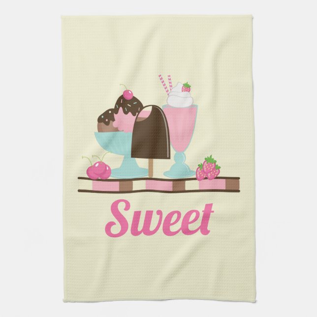 Ice Cream Sundae Summery Treats Kitchen Towel (Vertical)
