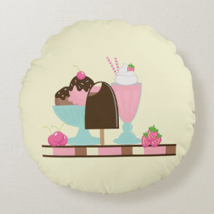 Ice Cream Sundae Summery Treats Round Pillow