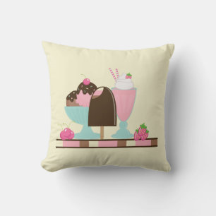 Ice Cream Sundae Summery Treats Throw Pillow
