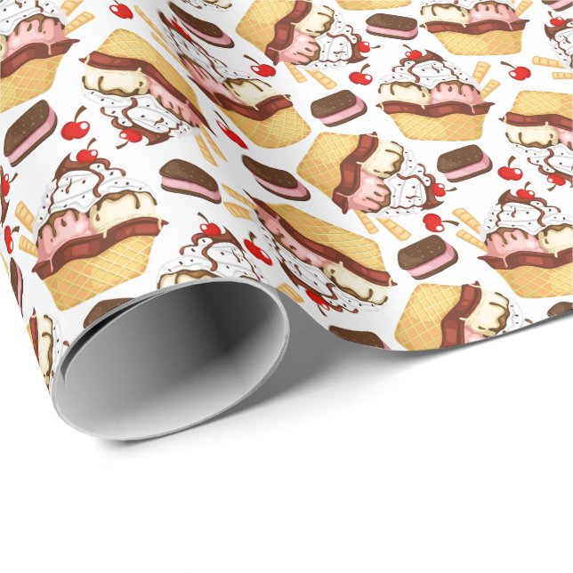 Ice Cream Sundae Wrapping Paper (Roll Corner)
