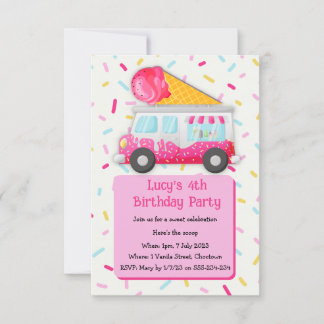 Ice cream, sweet celebration birthday party invite