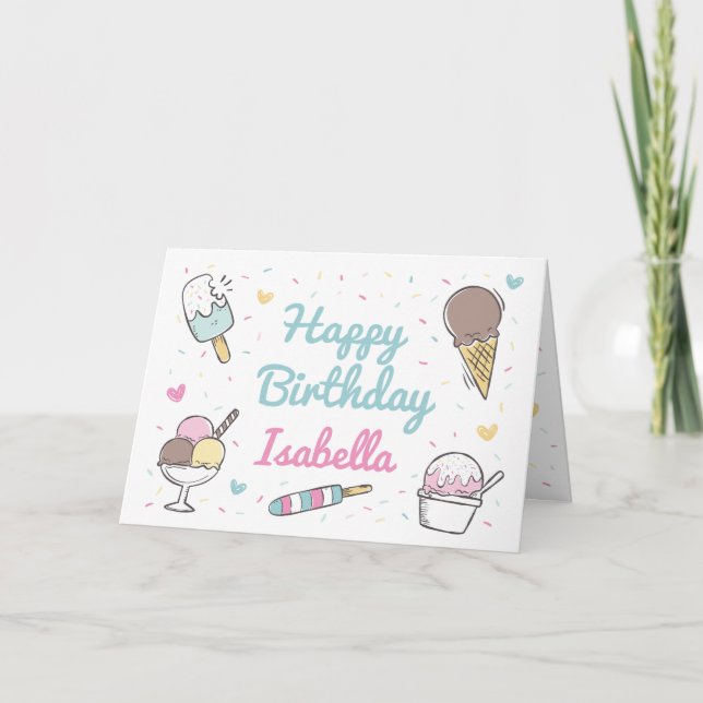 Ice Cream Sweet Celebration Happy Birthday  Card (Front)