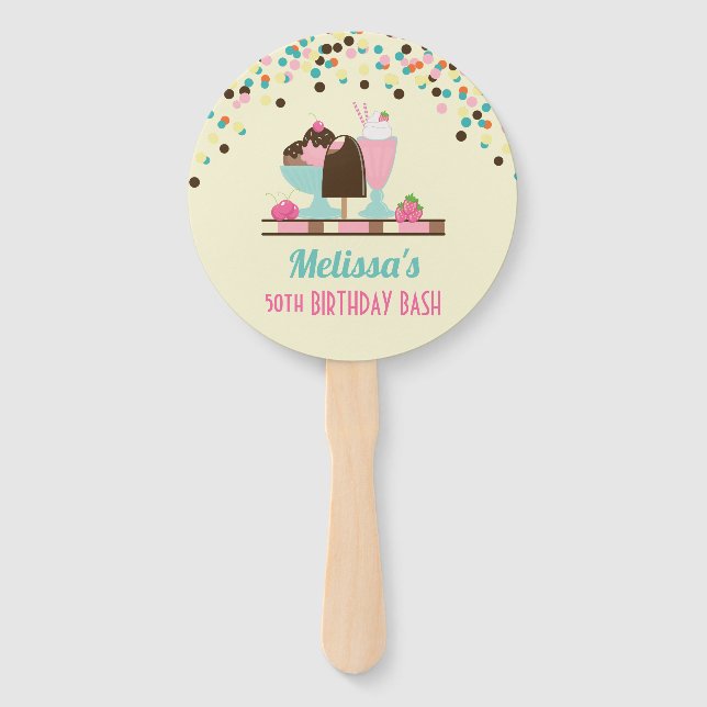 Ice Cream Sweet Treats Birthday Bash Hand Fan (Front)