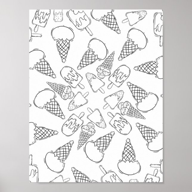 Ice Cream Swirl - Colouring Page Poster (Front)