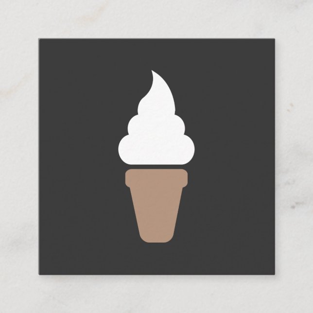 Ice Cream Swirl Icon grey Square Business Card (Front)