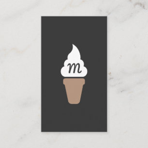 Ice Cream Swirl Icon grey with Monogram Business Card
