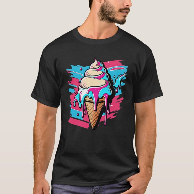 Ice Cream Synthwave 80s Retrowave Aesthetic  1 T-Shirt (Front)