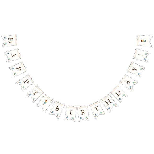 Ice Cream Theme Birthday Party Bunting Flags (All)