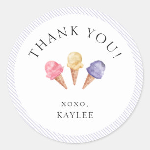 Ice Cream Theme Thank You Classic Round Sticker