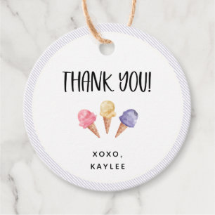 Ice Cream Theme Thank You Favour Tags
