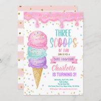Ice Cream Three Scoops of Fun 3rd Birthday Party