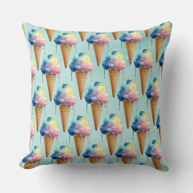 Ice Cream Throw Pillow (Front)